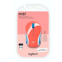 Mouse Logitech M187 Inalambrico Mini Ultraportatil Plug and play Naranja