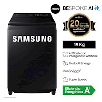 Lavadora Samsung AI Wash EcoBubble 19kg WA80F19S8BPE con WiFi - NEGRO