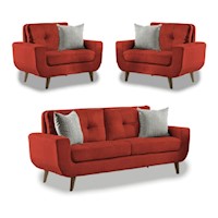 Juego de Sala Vintage 2 1 1 Modelo Mango rojo