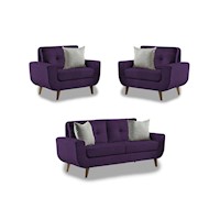 Juego de Sala Vintage 2 1 1 Modelo Mango morado