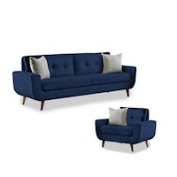 Juego de Sala Vintage 3 1 Modelo Mango azul osc