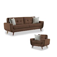 Juego de Sala Vintage 3 1 Modelo Mango marron