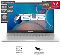 Laptop Asus 14" FHD AMD Ryzen 7 512GB SSD 16GB R7-3700U