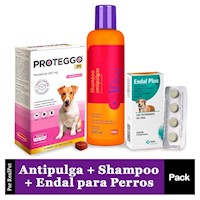 Antipulga Proteggo 3M Perros de 4.5 - 10kg + Shampoo Antipulgas Ibasa + Endal