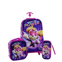 Set Maleta Full 3D EVA Triple Rueda Scool Ranger - PAW PATROL NIÑA