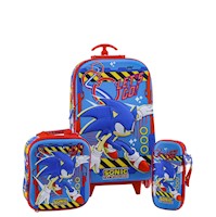 Set Maleta Full 3D EVA Triple Rueda Scool Ranger - SONIC