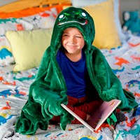 Manta Abrigo con Capucha con Luces LED Dinosaurio Verde
