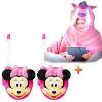Manta con Capucha Luces LED Unicornio+ Walkie Talkie Minnie Mouse