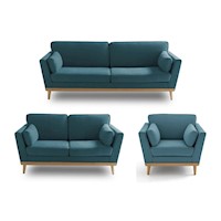 JUEGO DE SALA 3-2-1 MARSELLA - VERDE AGUA