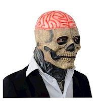 Máscara de Calavera con Cerebro Expuesto y Sombrero para Halloween