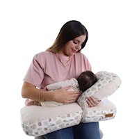 Doble Almohada de Lactancia Multifuncional  - Modelo Beige Osito - Soporte Durante la Lactancia y Estimulación