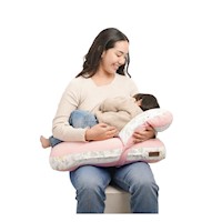 Doble Almohada de Lactancia Multifuncional  - Modelo Rosado Cometas - Soporte Durante la Lactancia y Estimulación