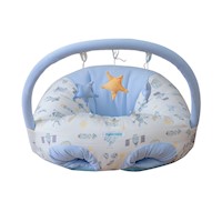 Puff de Descanso Bebé 2 en 1  celeste espacial - soporte 360