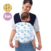 Fular Ergonómico  Azul Ballenitas para bebé en los primeros meses, portabebé