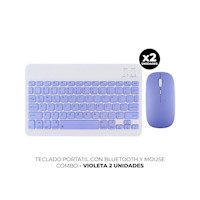 2 TECLADO PORTÁTIL CON BLUETOOTH Y MOUSE COMBO VIOLETA