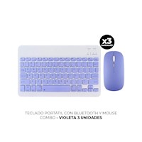 3 TECLADO PORTÁTIL CON BLUETOOTH Y MOUSE COMBO VIOLETA