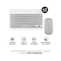 2 TECLADO PORTÁTIL CON BLUETOOTH Y MOUSE COMBO PLOMO