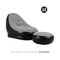 2 SILLÓN INFLABLE 2 EN 1 CON PUSH GRIS