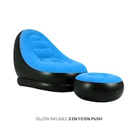 SILLÓN INFLABLE 2 EN 1 CON PUSH CELESTE