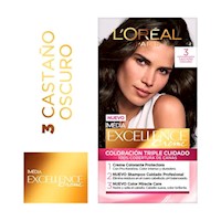 Tinte para Cabello Castaño Oscuro 3 Excellence Creme