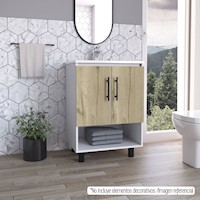 MUEBLE LAVAMANOS BATH BI-COLOR 2 PUERTAS - BLANCO / DUNA | TUHOME