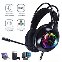 Audifono Gamer con luces RGB y Microfono para PC Cancelación Ruido