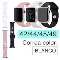 Correa Silicona para iwatch Apple Watch Color Blanco de 42 44 45 49 mm