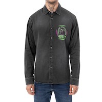 Camisa Moda Denim Hombre Ledzuk Black