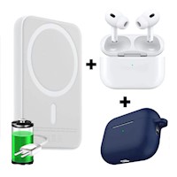 Kit Bateria Magsafe Cargador Para iPhone + Audifonos Pro 2da + Case