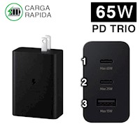 Cargador para Samsung Trio 65W PD Power Adapter Triple S23 Generico