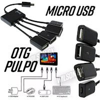 Adaptador OTG Pulpo V8 para celular Hub 3 puertos USB Carga 4 en 1