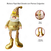 Muñeco navideño de Papa Noel Dorado con Piernas Colgantes 78 cm