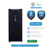 Refrigeradora de 187 Lts con Dispensador de Agua Midea MDRD190ANLXW Jazz Black