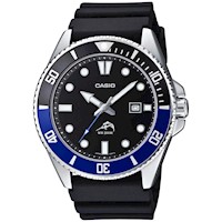Reloj Casio Duro Marlin MDV-106B-1A1V Acuático Acero Inoxidable Correa De Resina y Dial Negro