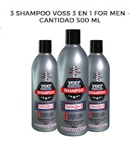 3 Shampoo Voss 3en1 For Men - Cantidad 500 ml