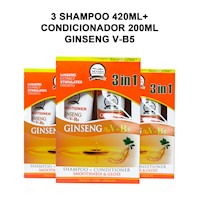 3 Shampoo 420ml+ Acondicionador 200ml  Ginseng V-B5