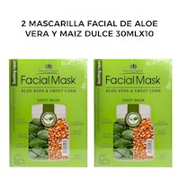2 Mascarilla Facial de Aloe Vera y Maiz Dulce 30mlx10 piezas