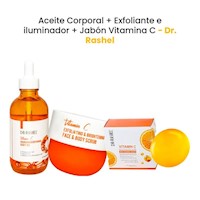 Aceite Corporal + Exfoliante e iluminador + Jabón Vitamina C - Dr. Rashel