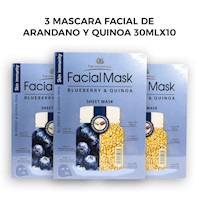 3 Mascara Facial de Arandano y Quinoa 30mlx10 piezas.