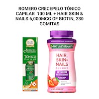 Romero Crecepelo Tónico Capilar  100 ml + Hair Skin & Nails 6,000mcg of Biotin