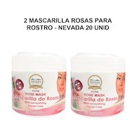 2 Mascarilla Rosas para rostro - Nevada 20 unid