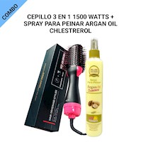 Cepillo 3en1 1500 watts + Spray para Peinar Argan Oil Cholesterol