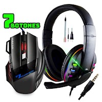 Combo Gamer Mouse Gamer 7 botones + Audifono RGB con adaptador PC PS4