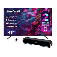 Combo Televisor Smart Tv 43" Led FHD Google TV + Parlante Soundbar Bluetooth TWS Master-G