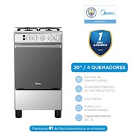 Cocina a Gas de 4 Hornillas Midea MGS20F0LJAGG  Silver