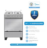 Cocina a Gas de 4 Hornillas Midea MGS24FS2LAAMB  Espejado