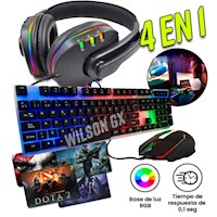 Combo Gamer 4 en 1 Teclado Mouse Pad Audifono Con Iluminación Led RGB