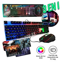 Combo Gamer 3 en 1 Teclado Mouse y Pad Con Iluminación Led RGB USB