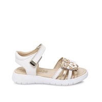 Sandalia D'orsay Casual MIA-2608 Blanco/Dorado Rabbit Cuero