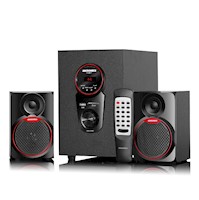 Audio Multimedia  2.1 Micronics Funky  60W BT, USB, SD, FM - Negro/Rojo